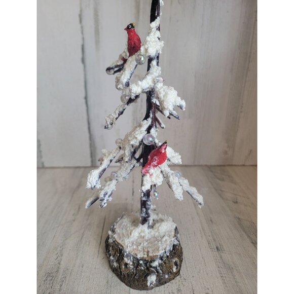 Pacific rim snow covered tree red cardinal bird Xmas decor - Picture 4 of 7
